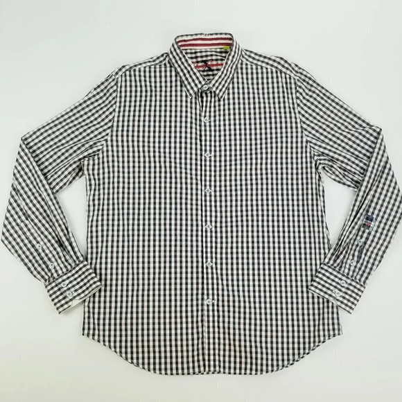 Robert Graham "X" Tailored Fit XL Men's Embroidered Logo Black White Red Trim - Picture 1 of 10